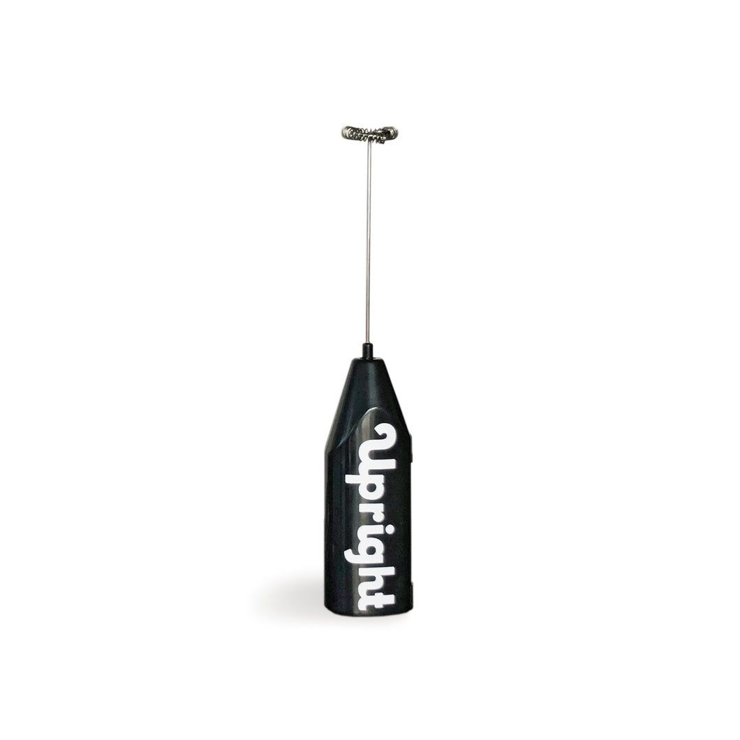 Upright black electric handheld frother